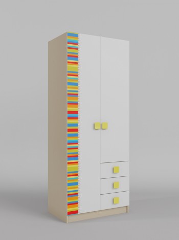 Шкаф 2-х створчатый с ящиками Клаксон без машинок (Белый/корпус Клен) в Чулыме - chulym.mebel54.com | фото