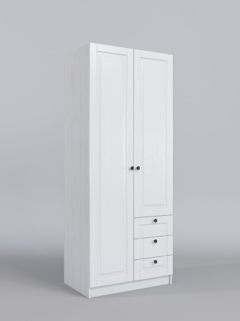 Шкаф 2-х створчатый с ящиками Классика (Белый/корпус Выбеленное дерево) в Чулыме - chulym.mebel54.com | фото
