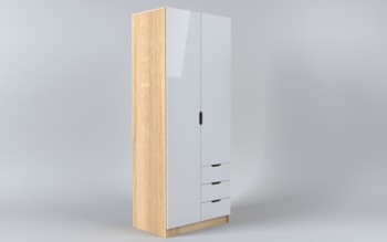 Шкаф 2-х створчатый с ящиками Лофт (Белый/корпус Дуб Сонома) в Чулыме - chulym.mebel54.com | фото