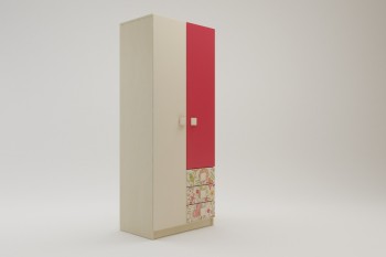 Шкаф 2-х створчатый с ящиками Ретвит (Бежевый/Красный/корпус Клен) в Чулыме - chulym.mebel54.com | фото