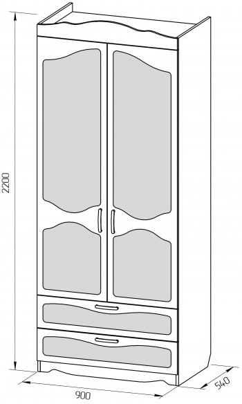 Шкаф 2-х створчатый с ящиками серии Иллюзия 02 Бежевый в Чулыме - chulym.mebel54.com | фото