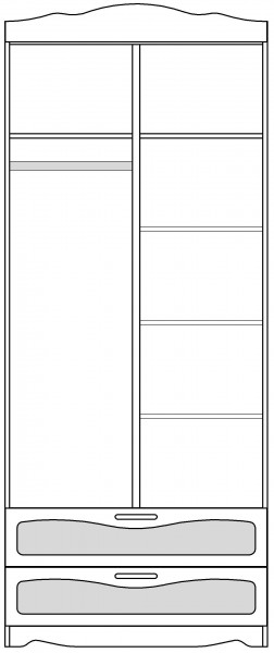 Шкаф 2-х створчатый с ящиками серии Иллюзия 02 Бежевый в Чулыме - chulym.mebel54.com | фото