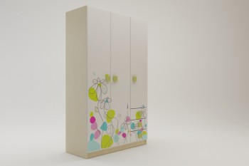 Шкаф 3-х створчатый с ящиками Флёр (Белый/корпус Клен) в Чулыме - chulym.mebel54.com | фото