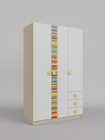 Шкаф 3-х створчатый с ящиками Клаксон без машинок (Белый/корпус Клен) в Чулыме - chulym.mebel54.com | фото