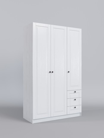 Шкаф 3-х створчатый с ящиками Классика (Белый/корпус Выбеленное дерево) в Чулыме - chulym.mebel54.com | фото