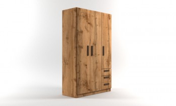 Шкаф 3-х створчатый с ящиками Шервуд (Дуб Вотан) в Чулыме - chulym.mebel54.com | фото