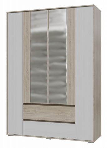 Шкаф 4-х дверный с ящиками Мальта 1600 Дуб сонома/Рамух белый в Чулыме - chulym.mebel54.com | фото