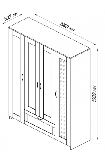 Шкаф четырехдверный Сириус с 1 зеркалом и 1 ящиком белый в Чулыме - chulym.mebel54.com | фото