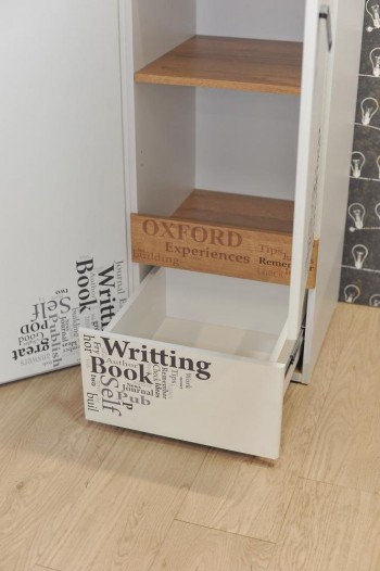 Шкаф для белья «Оксфорд» (Ривьера/Белый с рисунком) в Чулыме - chulym.mebel54.com | фото