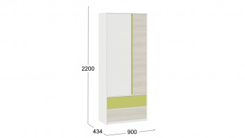 Шкаф для одежды комбинированный «Сканди» Дуб Гарден/Белый/Зеленый в Чулыме - chulym.mebel54.com | фото