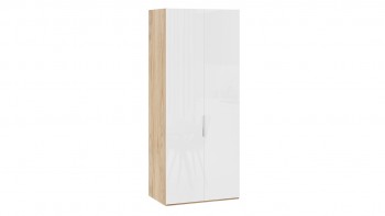 Шкаф для одежды с 2 глухими дверями «Эмбер» Яблоня Беллуно/Белый глянец в Чулыме - chulym.mebel54.com | фото