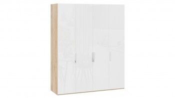 Шкаф для одежды с 4 глухими дверями «Эмбер» Яблоня Беллуно/Белый глянец в Чулыме - chulym.mebel54.com | фото