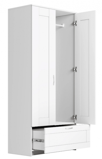 Шкаф двухдверный Сириус с 1 ящиком белый в Чулыме - chulym.mebel54.com | фото
