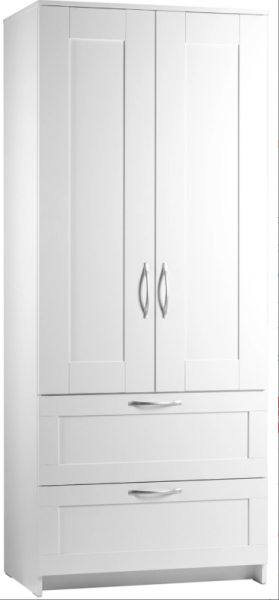 Шкаф двухдверный Сириус с 2 ящиками белый в Чулыме - chulym.mebel54.com | фото