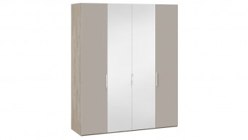 Шкаф комбинированный с 2 глухими и 2 зеркальными дверями «Эмбер» Баттл Рок/Серый глянец в Чулыме - chulym.mebel54.com | фото