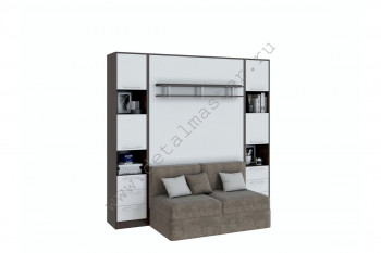 Шкаф-кровать с диваном БЕЛА с полкой ножкой в Чулыме - chulym.mebel54.com | фото