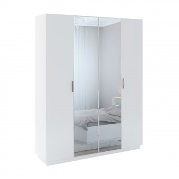 Шкаф с зер. 4 двери М22 Спальня Тиффани (белый текстурный) в Чулыме - chulym.mebel54.com | фото