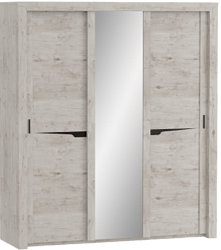 Шкаф трехдверный Соренто с раздвижными дверями Дуб бонифаций/Кофе структурный матовый в Чулыме - chulym.mebel54.com | фото