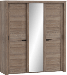 Шкаф трехдверный Соренто с раздвижными дверями Дуб стирлинг/Кофе структурный матовый в Чулыме - chulym.mebel54.com | фото