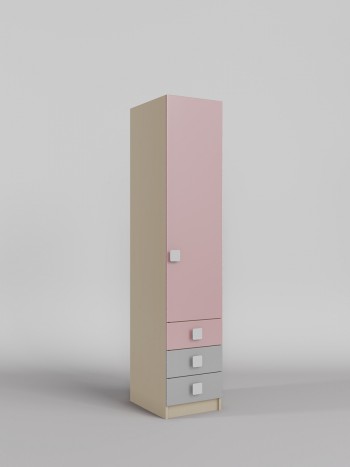 Шкаф угловой (секция с ящиками) Грэйси (Розовый/Серый/корпус Клен) в Чулыме - chulym.mebel54.com | фото