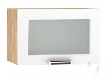 Шкаф верхний со стеклом Прага ШВГС 500 (Белое дерево/корпус дуб крафт золотой) в Чулыме - chulym.mebel54.com | фото