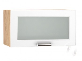 Шкаф верхний со стеклом Прага ШВГС 600 (Белое дерево/корпус дуб крафт золотой) в Чулыме - chulym.mebel54.com | фото