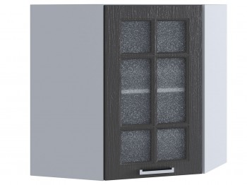 Шкаф верхний угловой со стеклом 590, ШВУС 590 (Клен серый/корпус белый) в Чулыме - chulym.mebel54.com | фото