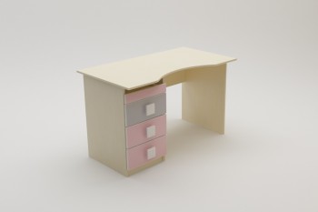 Стол (столешница с выемкой) Грэйси (Розовый/Серый/корпус Клен) в Чулыме - chulym.mebel54.com | фото