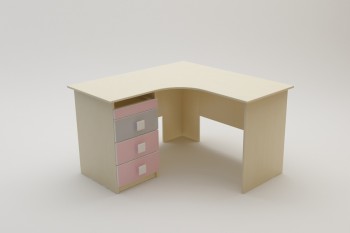 Стол угловой Грэйси (Розовый/Серый/корпус Клен) в Чулыме - chulym.mebel54.com | фото