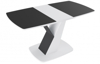 Стол обеденный «Гарда» Тип 1 (Белый/Стекло матовое черный графит) в Чулыме - chulym.mebel54.com | фото