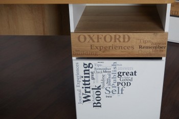 Стол с ящиками «Оксфорд» (Ривьера/Белый с рисунком) в Чулыме - chulym.mebel54.com | фото