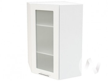 Угловой шкаф со стеклом Валерия-М ШВУС-599 (Белый глянец/Белый/верхний/высокий) в Чулыме - chulym.mebel54.com | фото